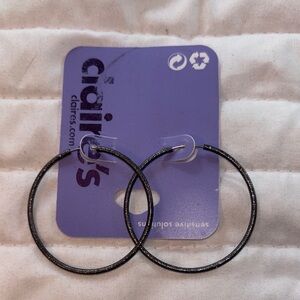 Claire's Black Hoop Earrings